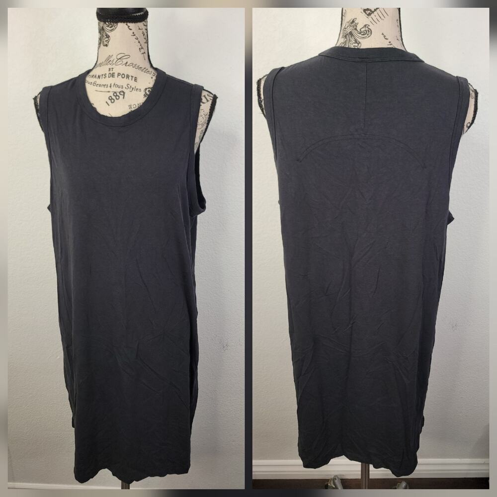 Lululemon Midi Tank Slip Dress Womens M/L Side Slits Dark Gray